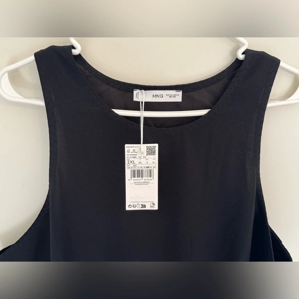 Mango Maxi Black Dress with Side Slit, Black, Size 2XL - Picture 3 of 4